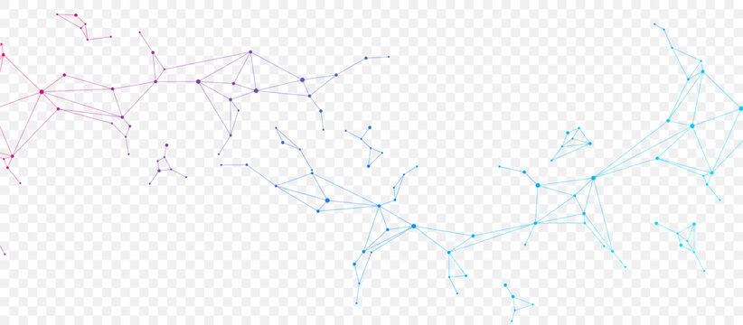 Global network connection website header or banner design. Abstract background with connecting dots and lines. Global business. Social network communication. Internet technology. Vector illustration