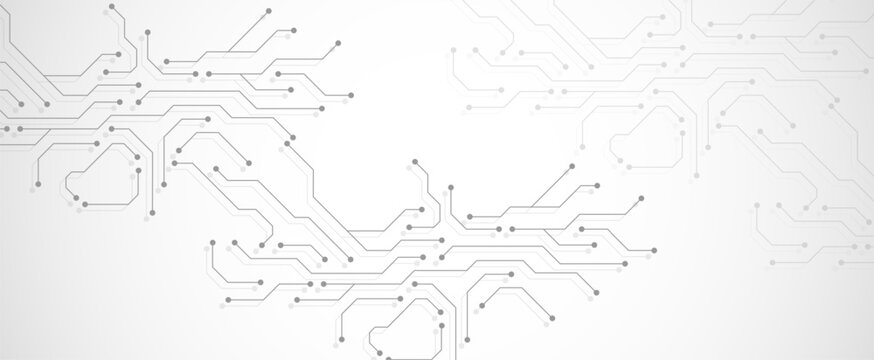 Circuit board digital abstract background. Motherboard technology texture design. AI semiconductor and computer processor on tech bg. Vector illustration