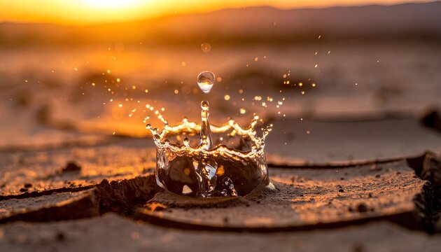 Water scarcity, resource conflict and drought concept with a water drop