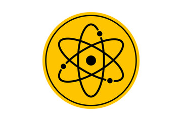 Yellow Circular Atomic Physics Science Symbol for Research Education and Nuclear Technology...