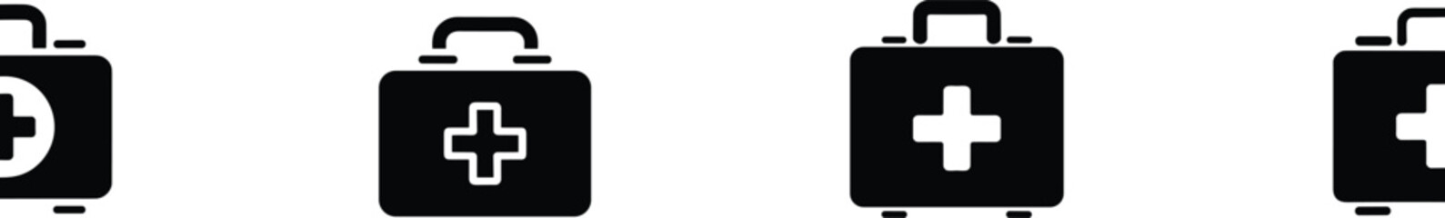 Obraz premium First Aid Kit Icons Set Medical Bag Symbols Vector Illustration untitled