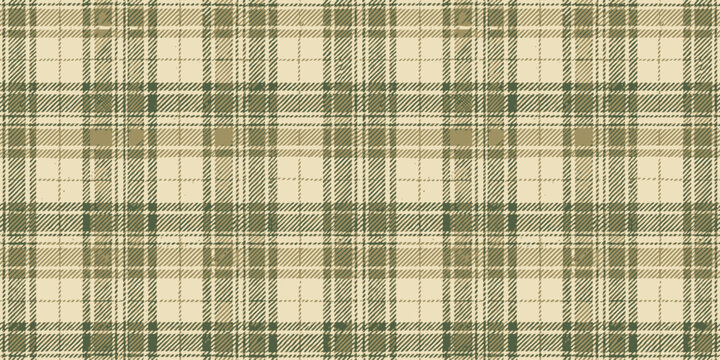 Classic green plaid fabric with subtle diagonal lines and a vintage aesthetic Vector