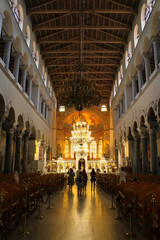 Fototapeta premium Interior Hagios Demetrios Thessaloniki August 2024 religious art and sacred atmosphere