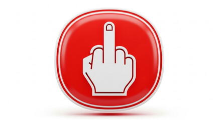 Obraz premium Bold Rude Gesture Button with Middle Finger Symbol in 3D Style