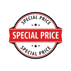 A red and white special price stamp