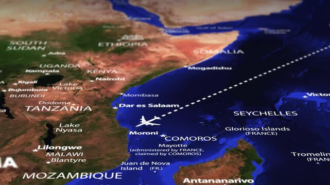 Flight From Mumbai INDIA to Gaborone BOTSWANA ARMENIA with flag pins