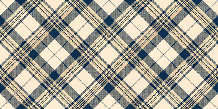 Classic plaid pattern fabric with diagonal and horizontal lines in muted tones Vector
