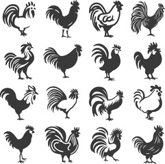 Design of set rooster flat illustration © RATOCA