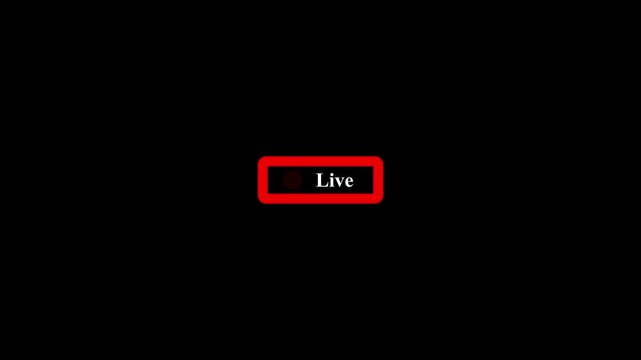live button Animation on transparent background, Simple live streaming icon animation,