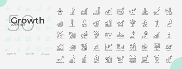 Growth Line Editable Icons set
