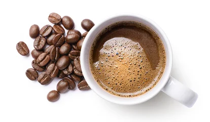 Küchenrückwand glas motiv Kaffee und Kaffeebohnen Cup of black coffee on white background.   © Amelia NF