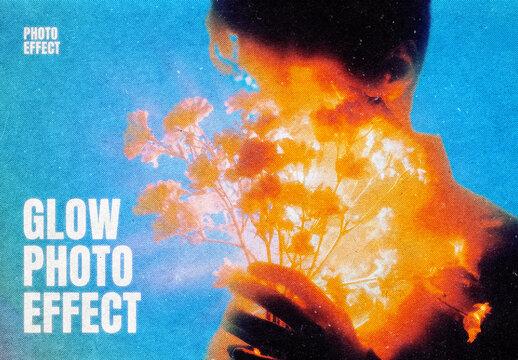 Glow Halftone Photo Effect Mockup