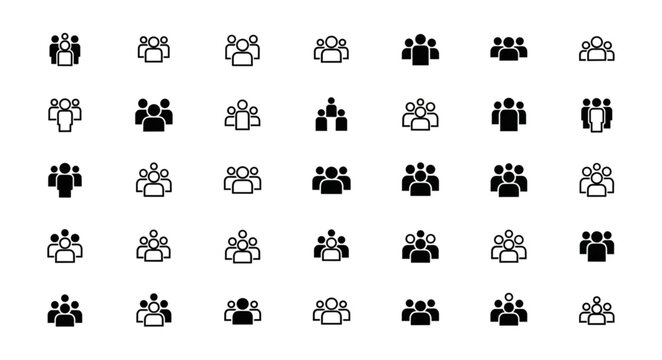 Diverse Crowd Icons - A Collection of People Group Symbols.