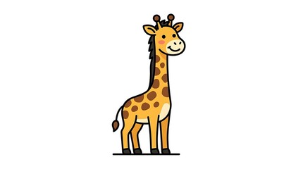 Fototapeta premium Cartoon Giraffe Standing on White Background.