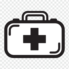 Obraz premium A red first aid kit box with a white medical cross symbol serves as an emergency healthcare icon and essential medicine case vector illustration for first aid help