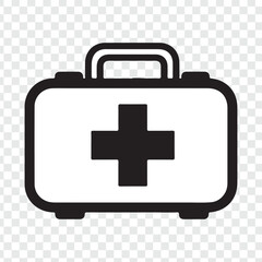 Obraz premium A 3d red first aid kit box with a medical cross symbol serves as an emergency healthcare icon and medical help sign for hospital or doctor care illustration