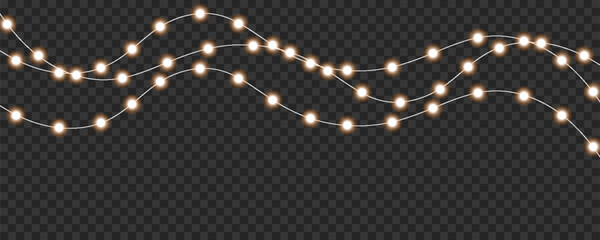 Illuminated string lights with glowing white and green bulbs cascade across a transparent dark background high-quality © Kamal Hosen