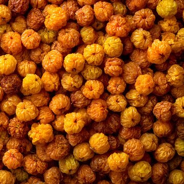 Golden Yellow Dried Berries Texture Background

