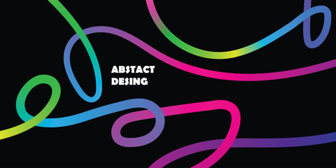 Vibrant neon light trails on black background with abstract design elements © MSTKAJOLREKHA