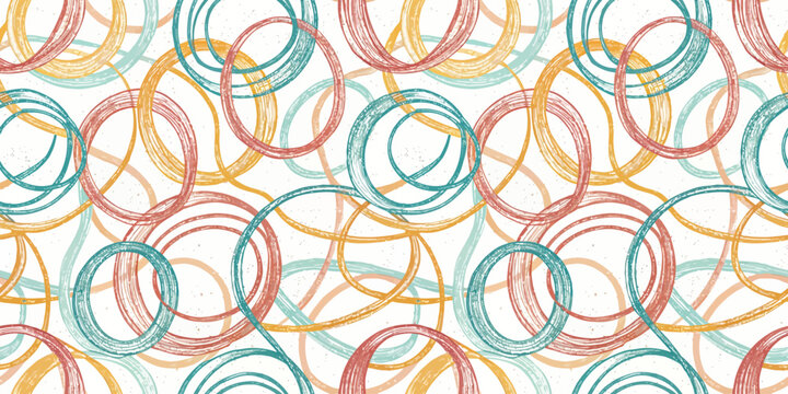 Colorful abstract pattern of intertwined loops and circles on a seamless background Vector