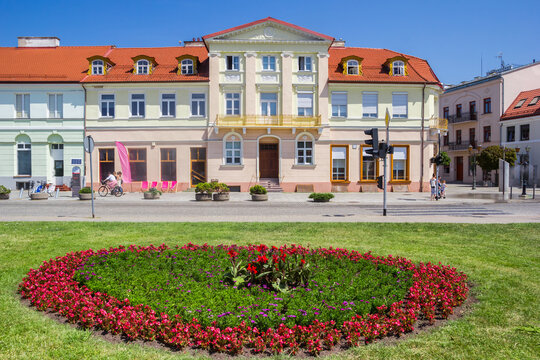 Flowerbed in front of the library in Plock, Poland