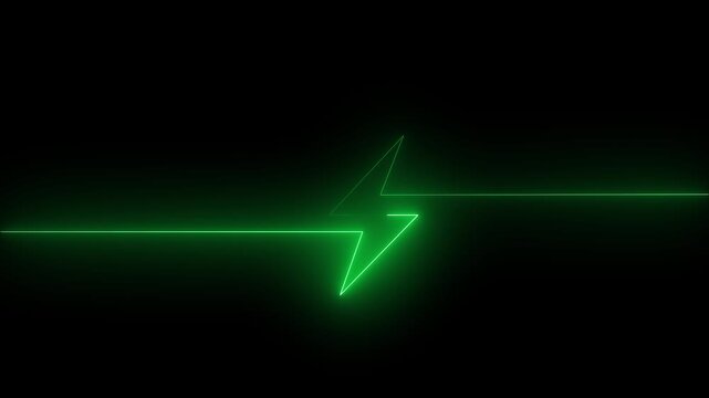 Neon battery fast charging animation, Glowing animated battery icon. Charger, running from low to full cell phone battery.