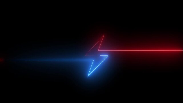 Neon battery fast charging animation, Glowing animated battery icon. Charger, running from low to full cell phone battery.