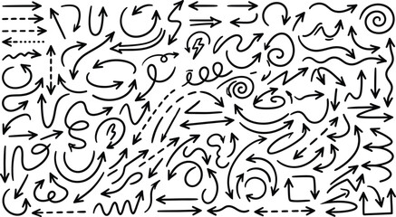 Seamless collection of hand drawn vector patterns featuring birds, arrows, and pizza doodle sketches in a vintage travel illustration set © mstshahina