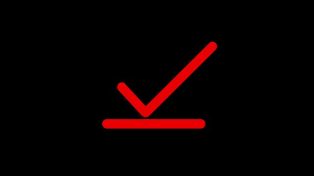 Cheak mark icon sign. Check mark icon animation on black background.