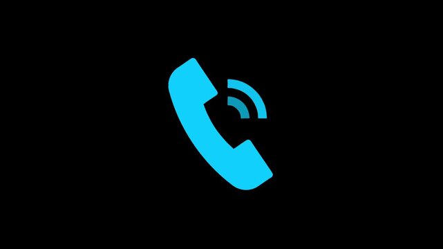 Smart phone call ring icon animation with isolated black background.