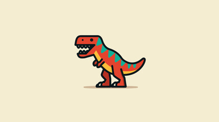Fototapeta premium Colorful Tyrannosaurus Rex Dinosaur Flat Design Icon