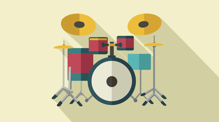 Obraz premium Flat Design Drum Kit Icon for Creative Music Projects