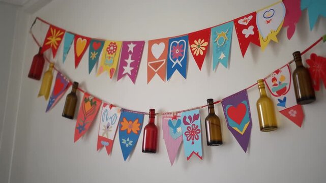 Colorful paper flag banner decoration.