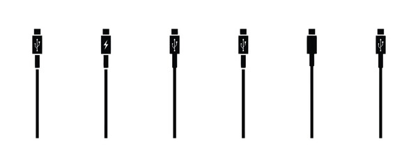 Obraz premium Set of usb connector icons with charge symbol