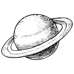 Saturn Planet Illustration Vintage Astronomy Engraving Retro Space Science Icon © Rangelik Art