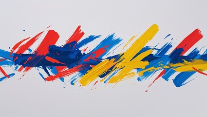 Displaying bold abstract band stretching across canvas surface, with thick acrylic paint strokes