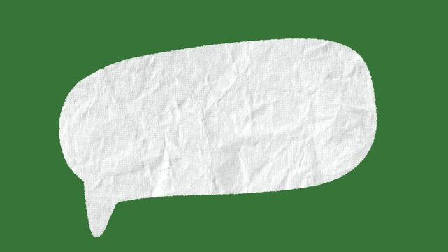 Hand-Drawn Paper Texture Speech Bubbles Animation on Green Screen | Colorful Crumpled Paper Text Box 2d animation | Creative Doodle Dialogue Cloud animated asset