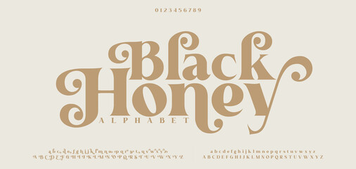 Black Honey Elegant alphabet letters font logo. Typography luxury classic lettering serif italic fonts decorative wedding vintage retro logos. vector illustration © Custom Designs