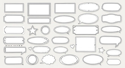 Collection of Hand Drawn Speech Bubbles and Frames.