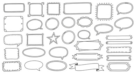 Collection of Hand Drawn Speech Bubbles and Frames.
