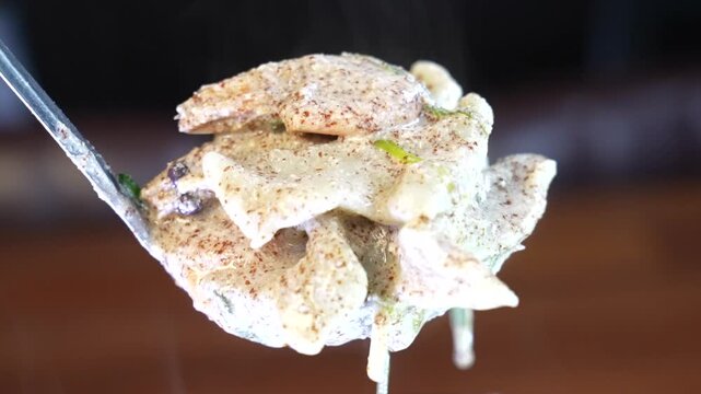 Ladle full of delicious perilla seed dumplings
