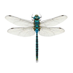 A blue dragonfly with transparent wings isolated on transparent background