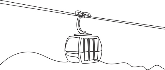cable car transportation travel outside one line art design. one line Icon drawing © firoz
