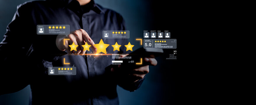 online client satisfaction evaluation involves smartphone application system. service quality management shows thumb rating recommendation feedback review reputation