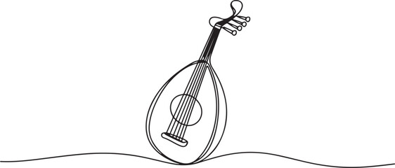 oud old traditional instrument drawing. one line Icon drawing © firoz