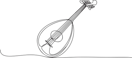 oud old traditional instrument drawing. one line Icon drawing © firoz