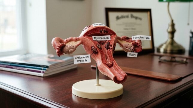Anatomical model of uterus and fallopian tubes for education on Endometriosis  