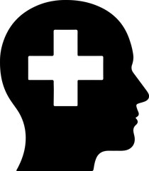 Obraz premium Medical cross symbol on a human head silhouette in profile