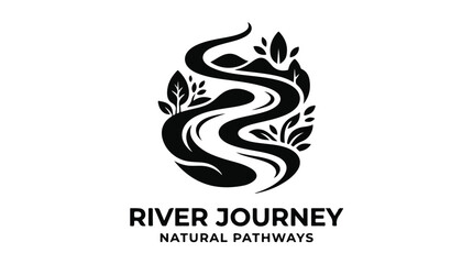 Naklejka premium River Journey Natural Pathways Logo Design.