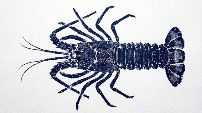 Rainbow Lobster Gyotaku fishing ink print